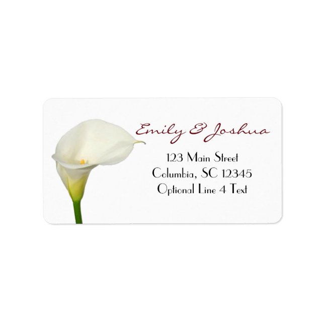 White Calla Lily Custom Address Label (Front)