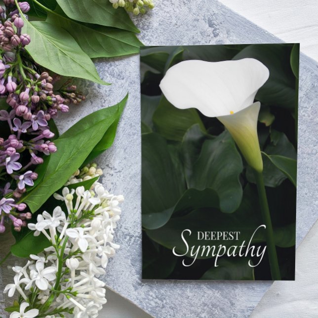 White Calla Lily Floral Sympathy Card (In Situ)