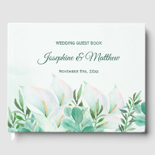 White Calla Lily Floral Wedding Guest Book