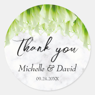 White Calla Lily Florals Wedding  Classic Round Sticker
