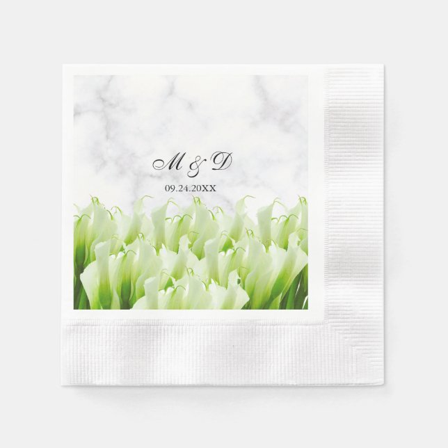 White Calla Lily Florals Wedding  Napkin (Front)