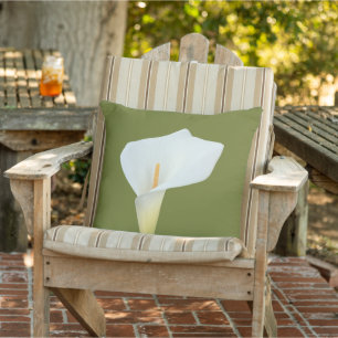 White Calla Lily Flower Backyard Garden Photo Outdoor Pillow