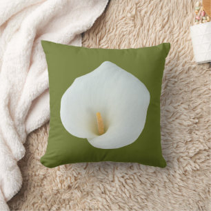 White Calla Lily Flower Backyard Garden Photo Throw Pillow