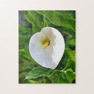 White Calla Lily Flower in Garden Art Puzzle