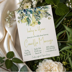 White Calla Lily Flowers Baby in Bloom Baby Shower Invitation