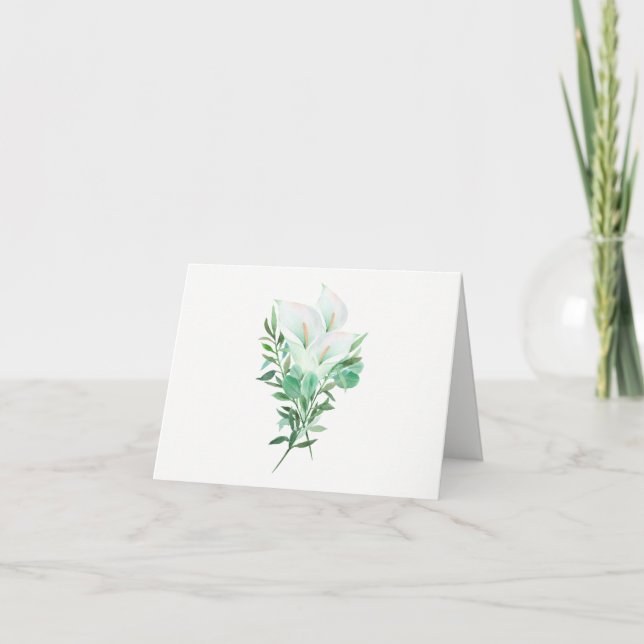 White Calla Lily Flowers Elegant Note Card (Front)