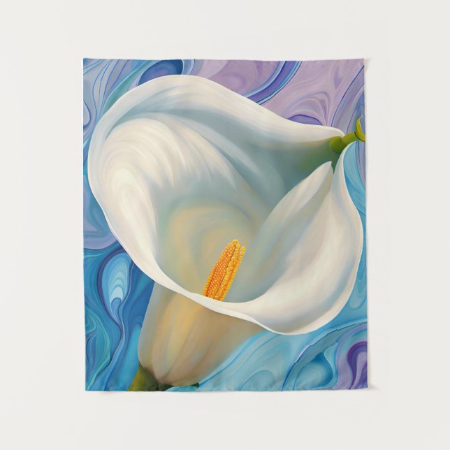 White Calla Lily in style of Georgia O'Keeffe Tapestry (Front)
