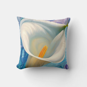 White Calla Lily in style of Georgia O'Keeffe Throw Pillow