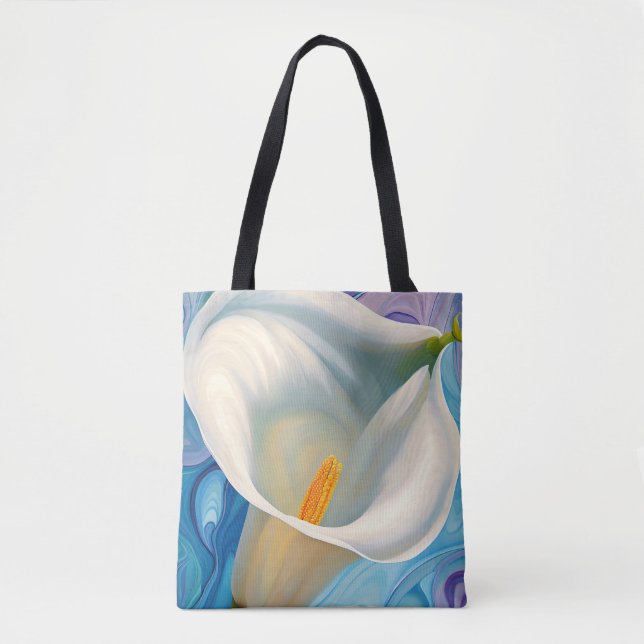 White Calla Lily in style of Georgia O'Keeffe Tote Bag (Front)