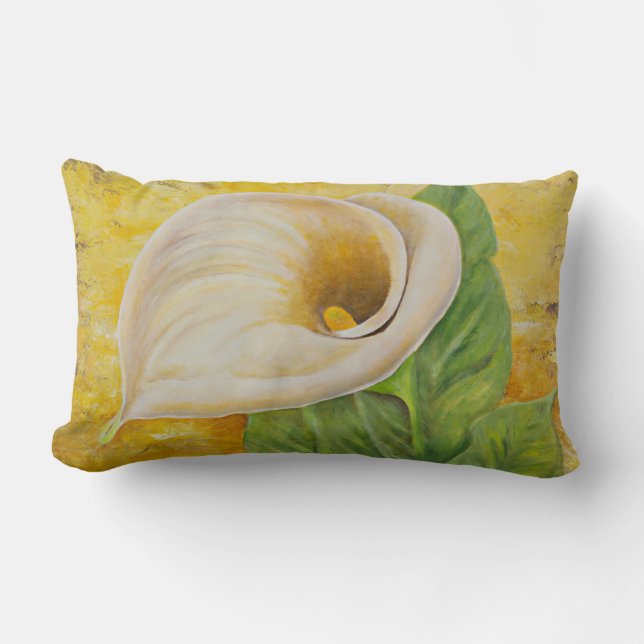 White Calla Lily Lumbar Pillow (Front)