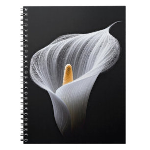 White Calla Lily On Black Notebook