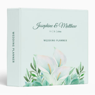 White Calla Lily Personalized Wedding Planner Binder