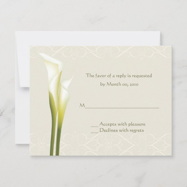 White Calla Lily Reply cards (Front)