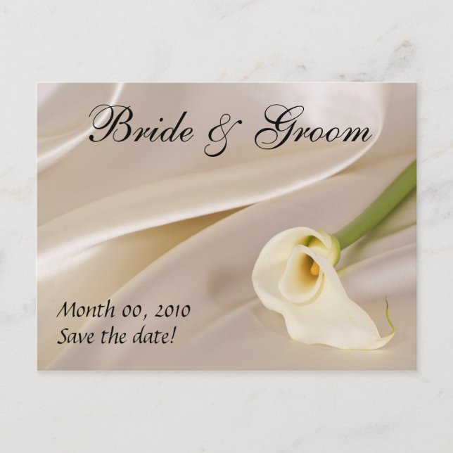 White Calla Lily-Save the Date Announcement Postcard (Front)