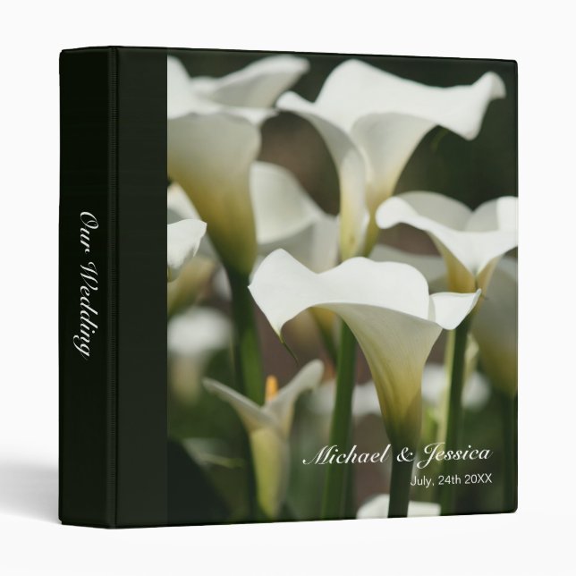 White Calla Lily  Wedding Binder (Front/Spine)