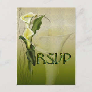 White Calla Wedding RSVP Invitation Postcard