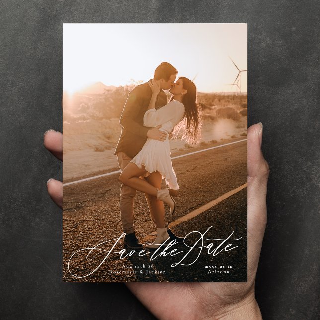 White Calligraphy Elegant Photo The Wedding Save The Date (Creator Uploaded)