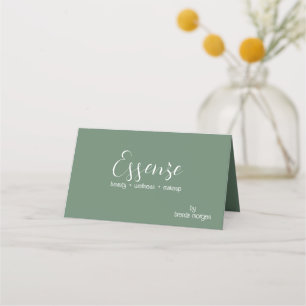 White Calligraphy on A sage Green Loyalty Card