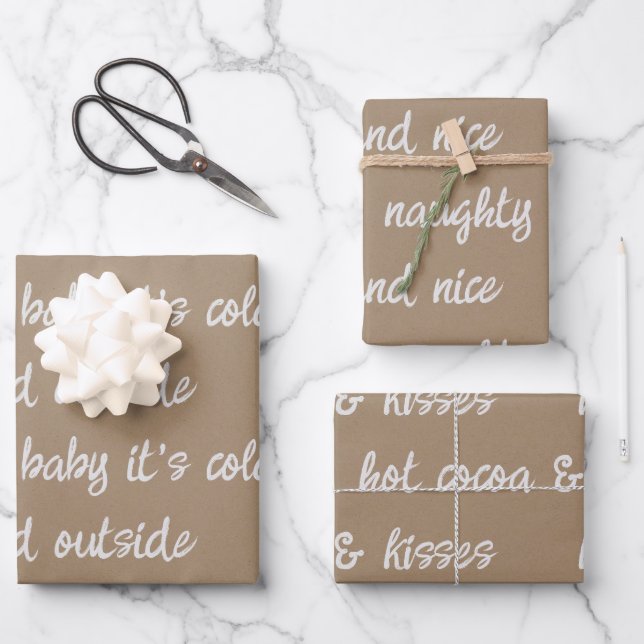 White Calligraphy Write Your Own Holiday Greeting Wrapping Paper Sheet (Front)