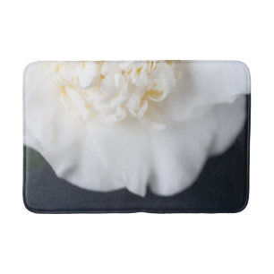 White camellia flower bath mat