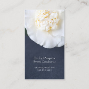 White camellia flower with room for text business card