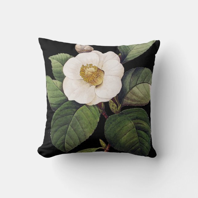White Camellia Throw Pillow (Front)