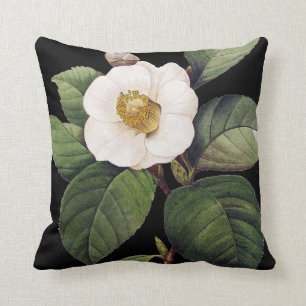 White Camellia Throw Pillow