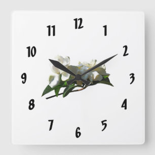 White Camellias in Sunshine Square Wall Clock