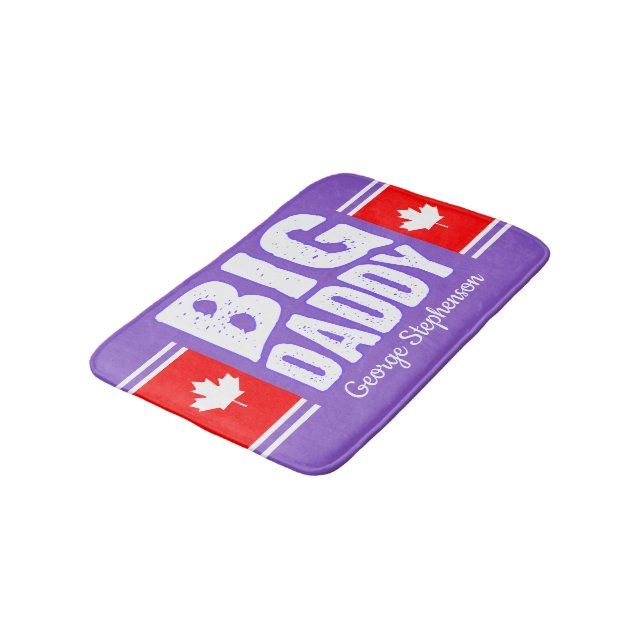 White Canada Maple with White Text on Your Colour Bath Mat (Angled)