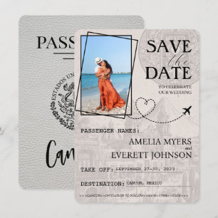 White Cancun Passport Save The Date