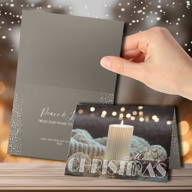 White Candle Cozy Christmas Folded Holiday Card (Creator Uploaded)