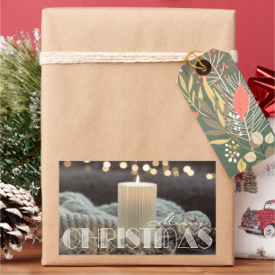 White Candle Cozy Christmas Sticker