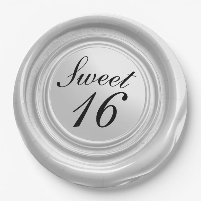 White Candle Wax Seal Drip Sweet 16 Wedding Paper Plate (Front)
