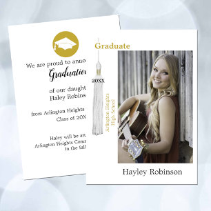 White Cap Graduation Photo  Announcement