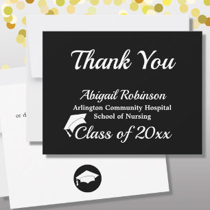 White Cap Graduation Thank You Card
