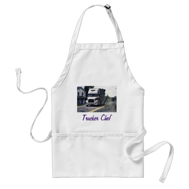 WHITE CARGO TRUCK TRUCKERS Fun BBQ Apron (Front)