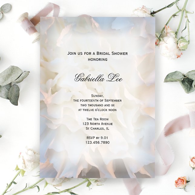 White Carnation Floral Bridal Shower Invitation (Creator Uploaded)
