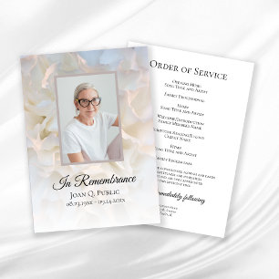 White Carnation Floral Funeral Service Program