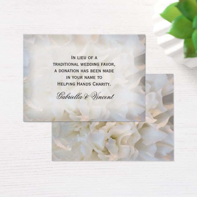 White Carnation Floral Wedding Charity Card (Desk)