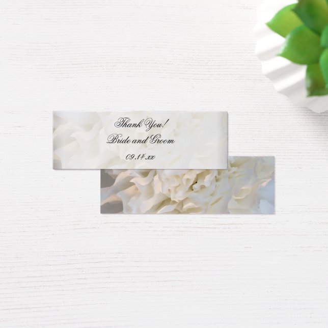 White Carnation Floral Wedding Thank You Favour Ta (Desk)