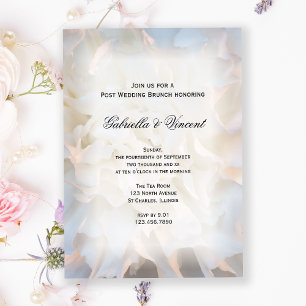 White Carnation Flowers Post Wedding Brunch Invitation