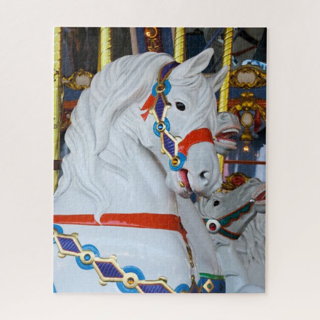 White Carousel Horse Puzzle (Vertical)
