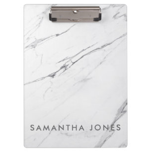 White Carrara Marble Classic Modern Clipboard