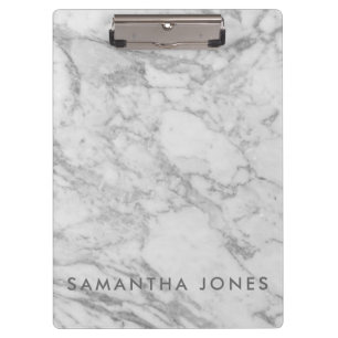White Carrara Marble Classic Modern Clipboard