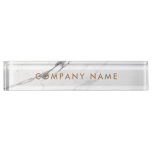 White Carrara Marble Classic Personalized Company Nameplate