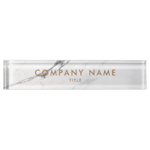 White Carrara Marble Classic Personalized Company Nameplate