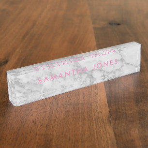 White Carrara Marble Classic Personalized Nameplate