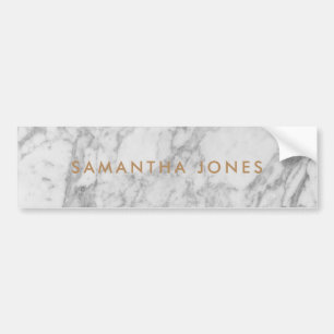 White Carrara Marble Gold Classic Personalised Bumper Sticker