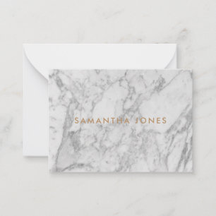 White Carrara Marble Gold Classic Personalised Card