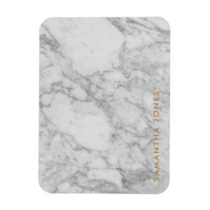 White Carrara Marble Gold Classic Personalised Magnet